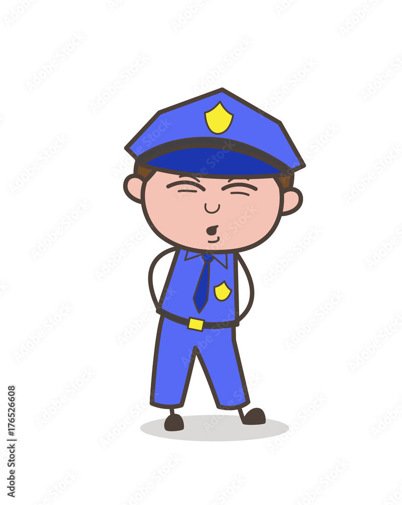 Cartoon Officer Feeling Pain in Body