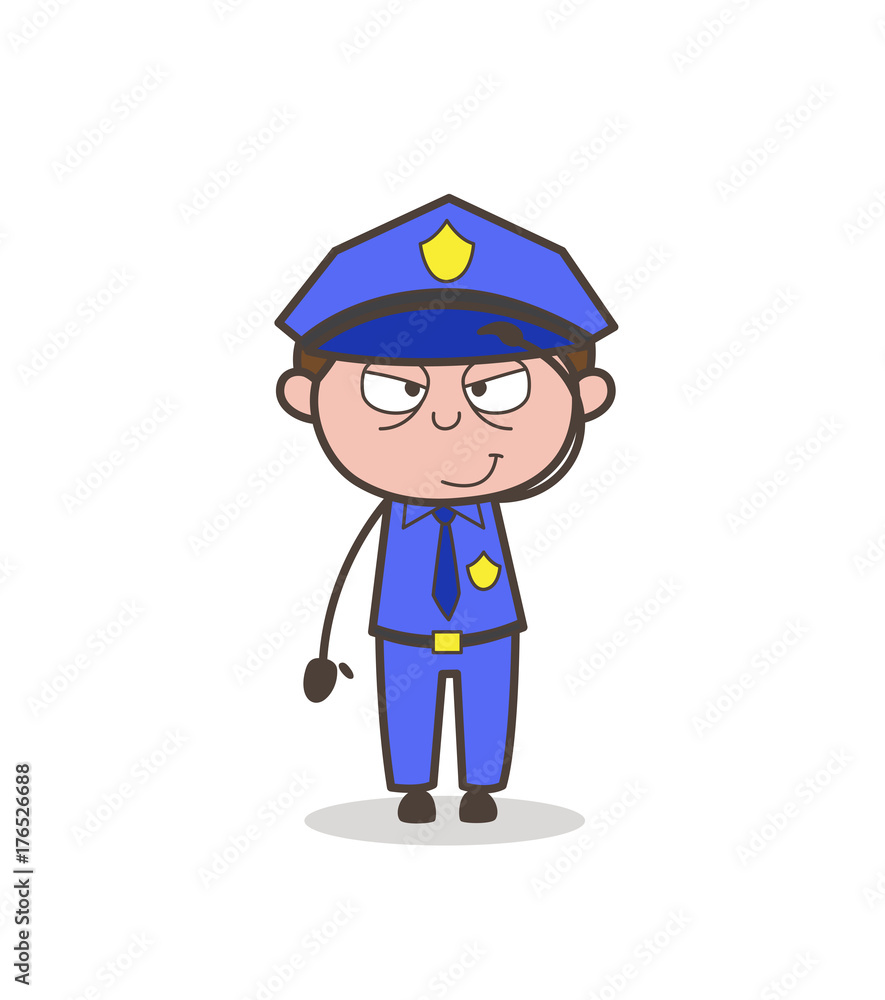 Cartoon Inspector Smirking Face Expression