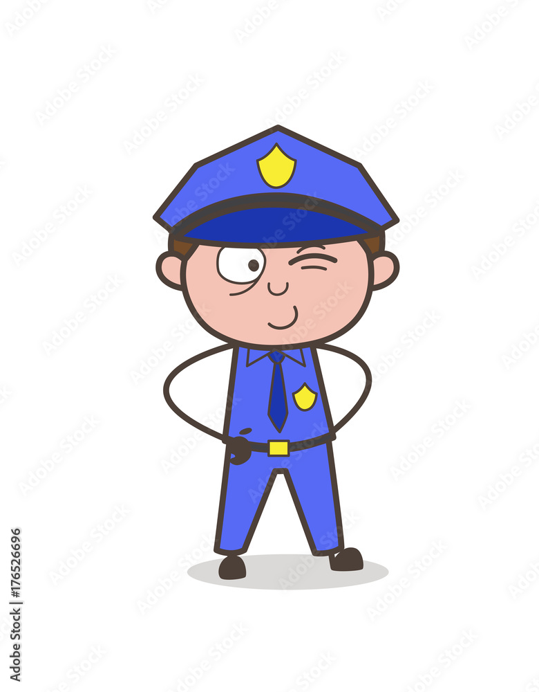 Naughty Teenage Officer Flirting and Winking Eye Vector