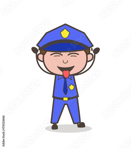 Naughty Kid Officer Teasing Vector