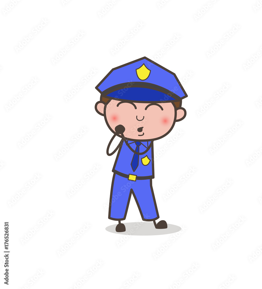Innocent Officer Blushing and Smiling Vector Innocent Officer Blushing and Smiling Vector