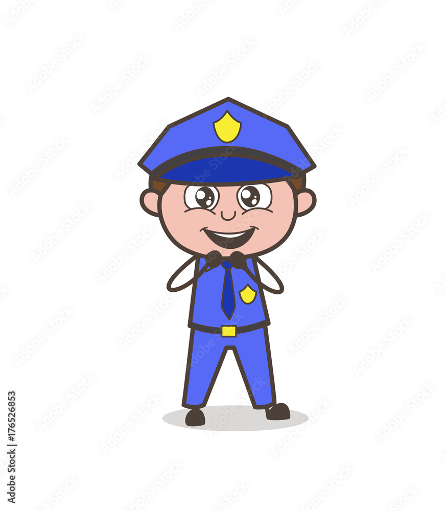 Cute Happy Innocent Cartoon Officer Character Stock Vector | Adobe Stock