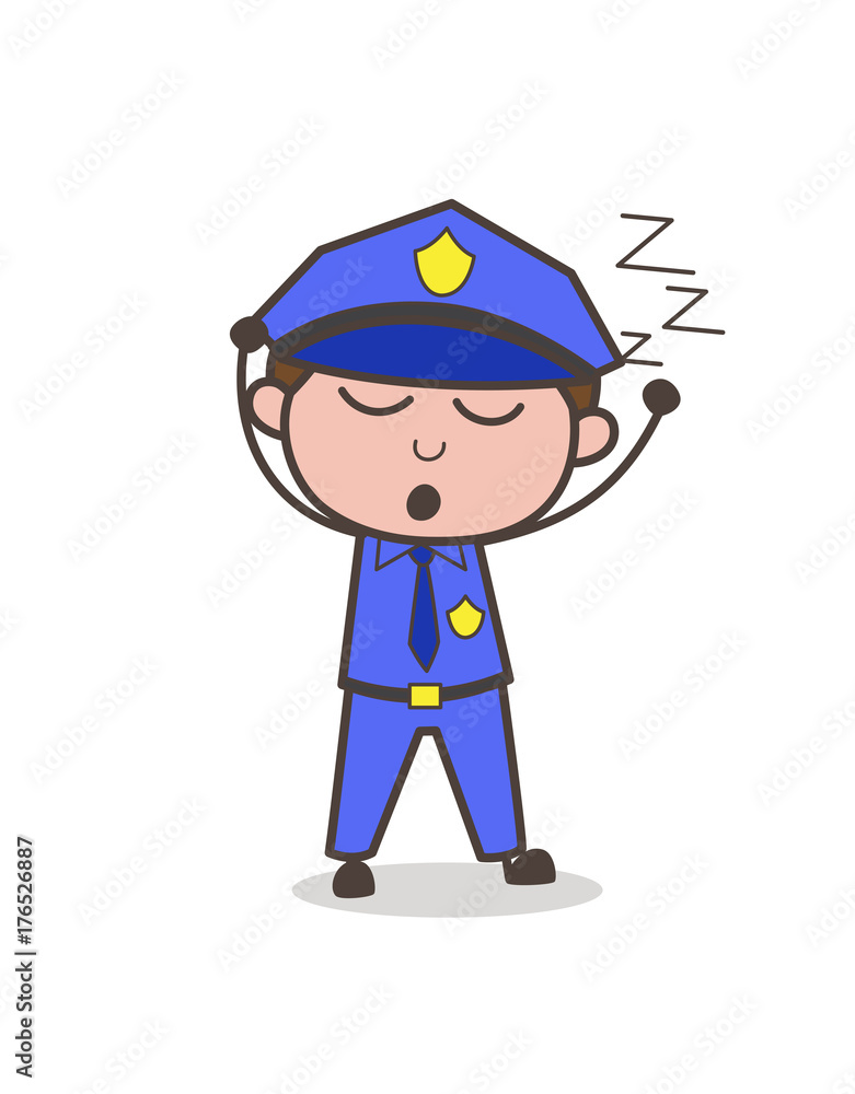Cartoon Inspector Sleeping Vector Illustration