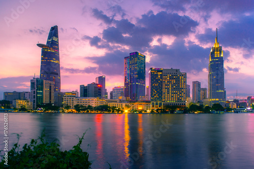 HO CHI MINH CITYSCAPE, JANUARY 08, 2017: Saigon (HCMC) with an impressive cityscape consisting of several major skyscrapers.