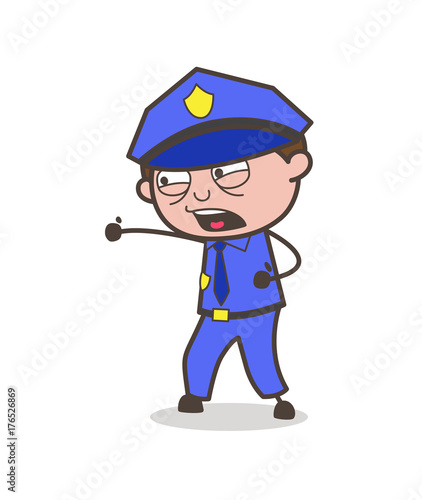 Cartoon Officer Doing Practice of Judo-Karate Vector