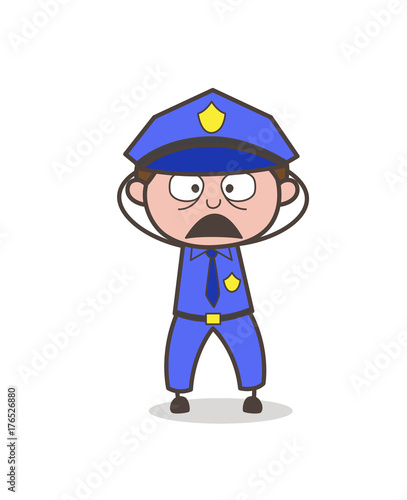 Cartoon Sheriff Astonished Face Expression