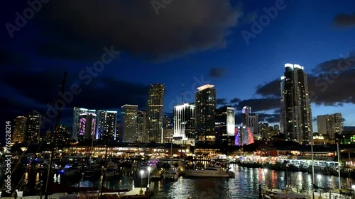 Wallpaper Mural Miami night skyline time lapse. Torontodigital.ca