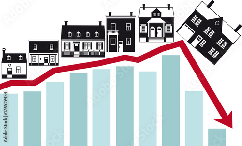 Housing market collapse, conceptual vector illustration, EPS 8