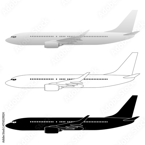 Commercial Airliner Passenger Jet Vector Illustrations