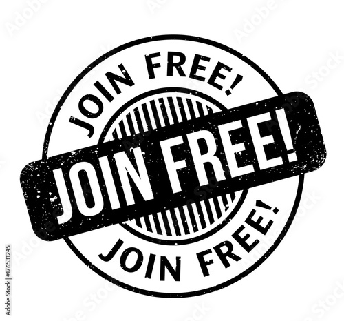 Join Free rubber stamp. Grunge design with dust scratches. Effects can be easily removed for a clean, crisp look. Color is easily changed.