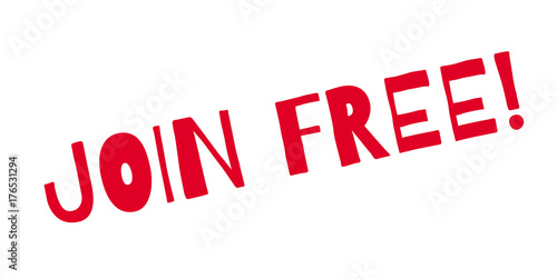 Join Free rubber stamp. Grunge design with dust scratches. Effects can be easily removed for a clean, crisp look. Color is easily changed.