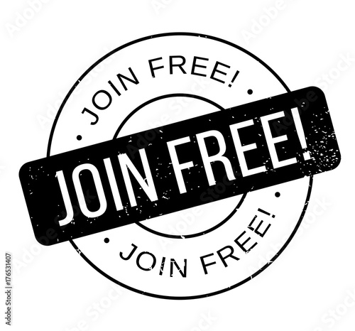 Join Free rubber stamp. Grunge design with dust scratches. Effects can be easily removed for a clean, crisp look. Color is easily changed.