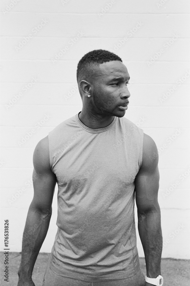 Portrait of a muscular african-american athlete Portrait of a muscular african-american athlete