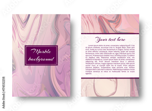 A leaflet template with a pink marble design, borders with a watercolor pattern and space for text.