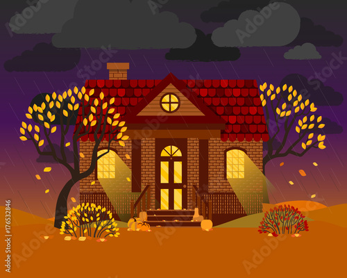 Vector illustration with country house in flat style © alinabel