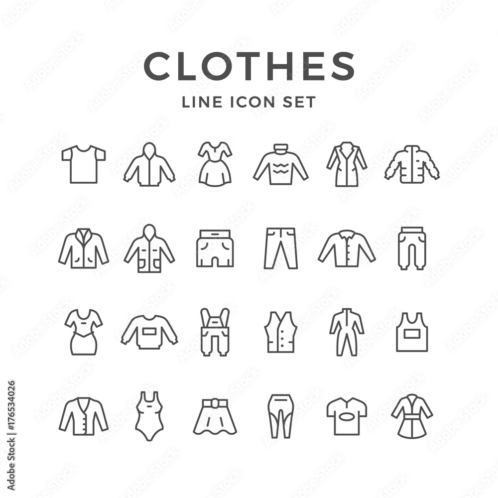 Set line icons of clothes