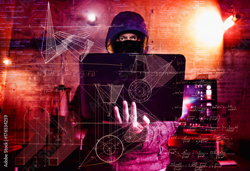 dangerous hacker stealing data -industrial espionage concept
