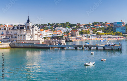 Seaside cityscape of Cascais in summer day