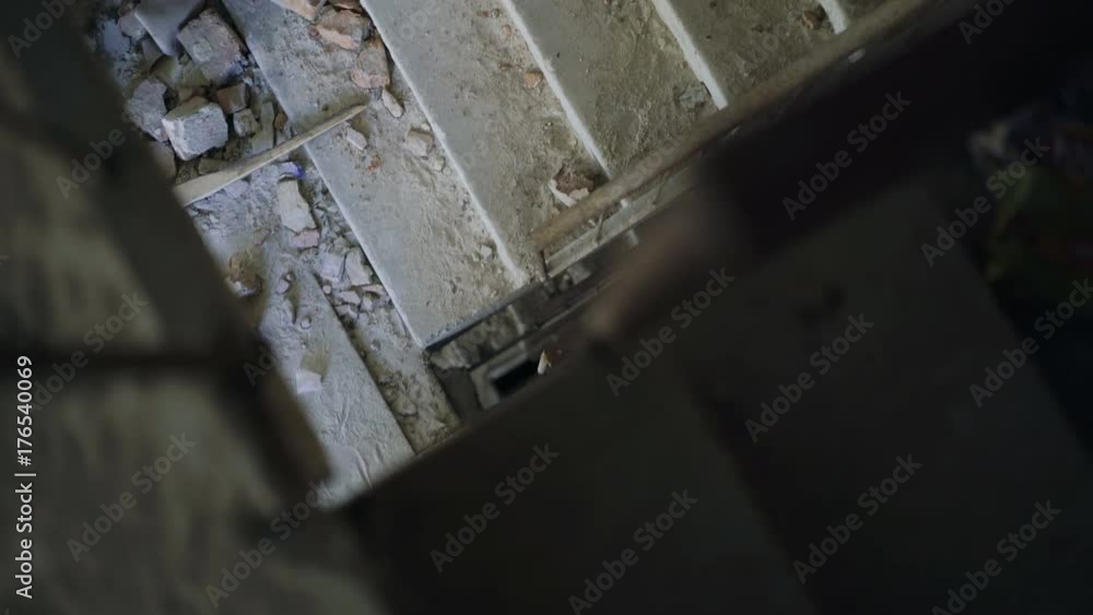 View of the catacomb with people walks on the stairs 4K View of the catacomb with people walks on the stairs 4K