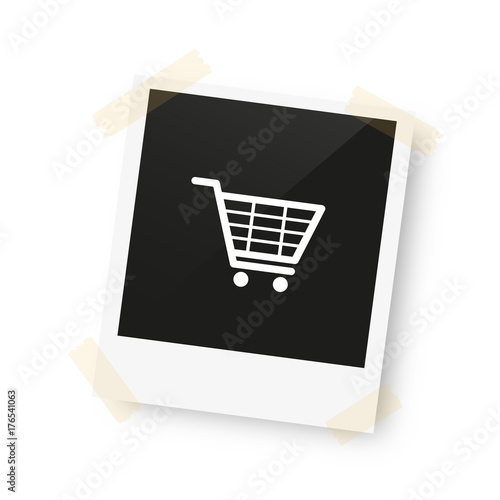 eingeklebtes Foto - Einkaufswagen