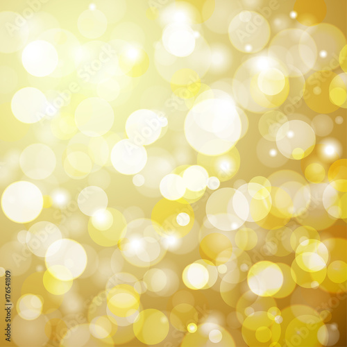 Abstract golden bokeh background with a light blur. Vector illustration
