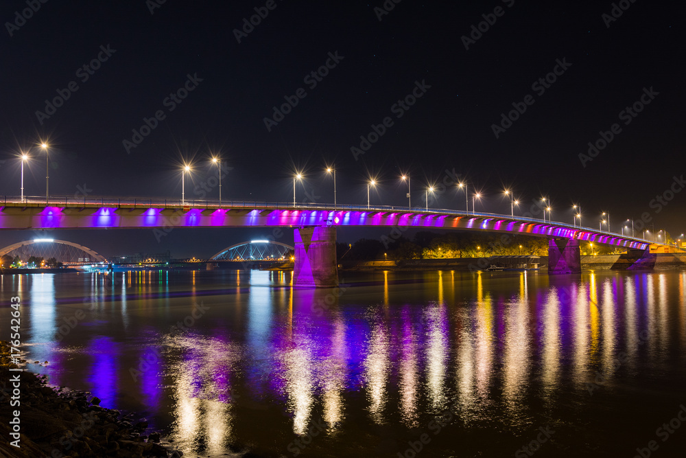 Novi Sad, Serbia October 11, 2017: Rainbow bridge, Novi Sad, Serbia