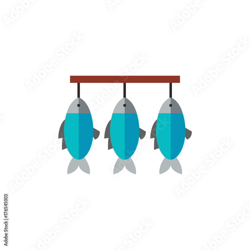 Dried fish hanging on string icon