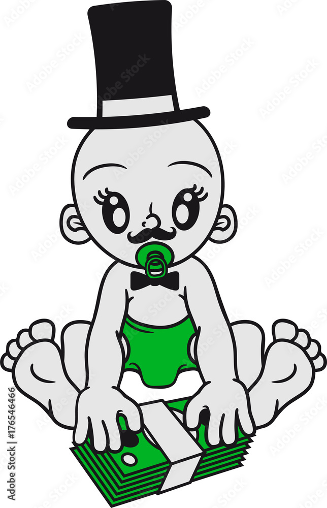 geld reich geldscheine bank mann mustache schnurrbart zylinder hut schnuller sir herr gentlemen glücklich sitzend klein süß niedlich windel kind baby comic cartoon geld reich geldscheine bank mann mustache schnurrbart zylinder hut schnuller sir herr gentlemen glücklich sitzend klein süß niedlich windel kind baby comic cartoon