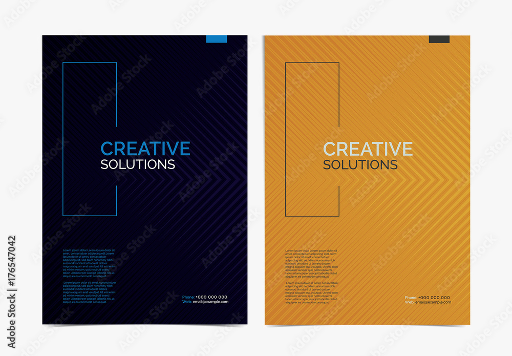 Set of 4 Business Flyer Layouts with Halftone Lines Stock Template ...