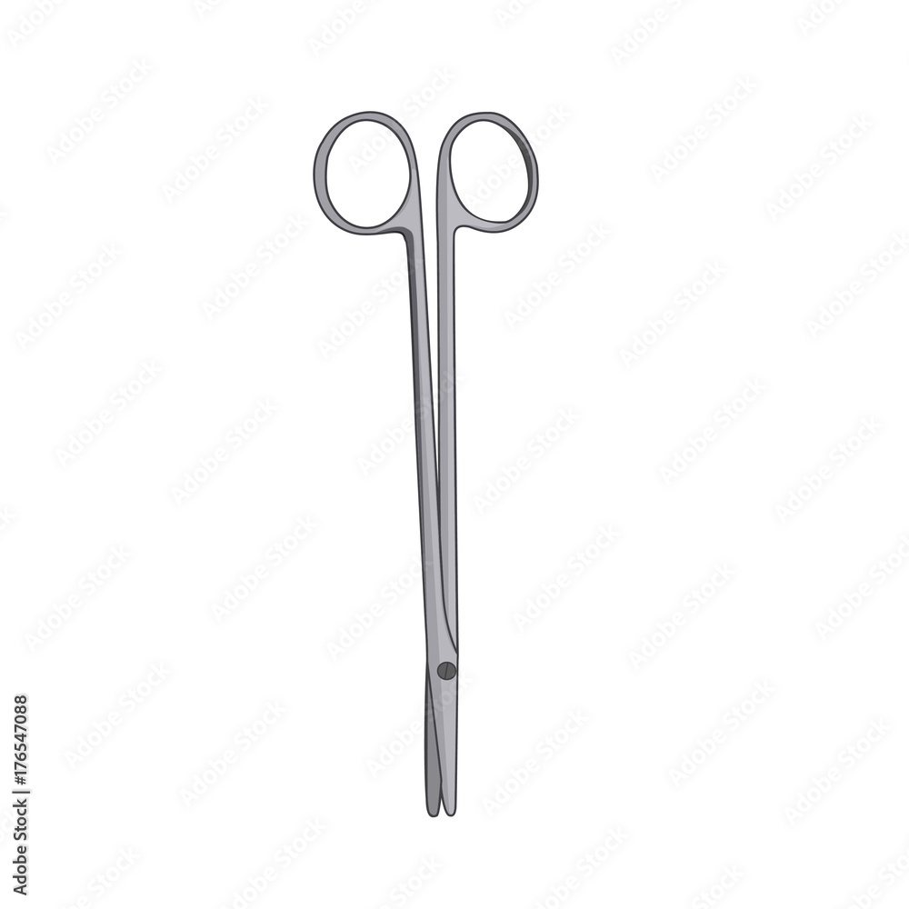 Surgical scissors isolated on white background. Medical scissors of Metzenbaum. Surgical scissors isolated on white background. Medical scissors of Metzenbaum.
