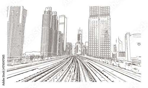 Sketch of Duba Metro Track in vector illustration.