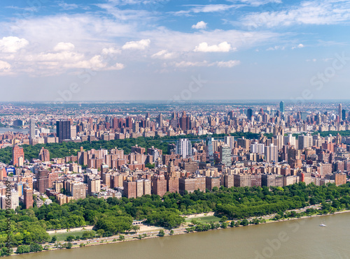 Helicopter view of Midtown skyscrapers and Central Park, New York City