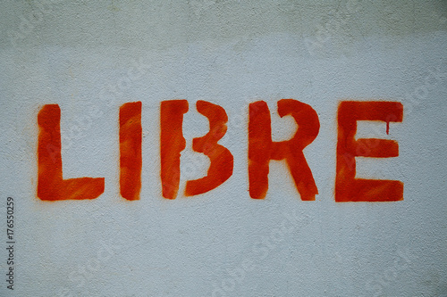 Libre (Free) Painting in a Wall of Lezo Village in Basque Country photo