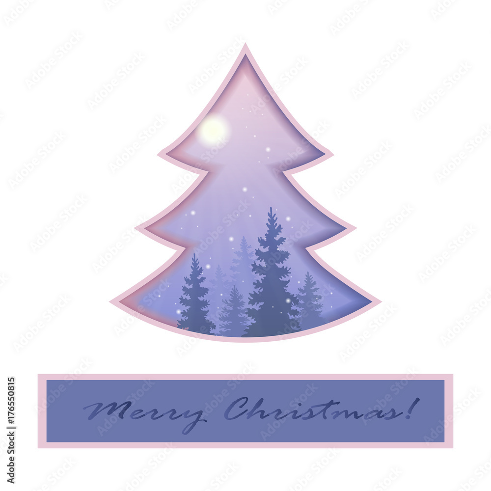 Christmas tree. Winter in the forest. Snowstorm. Faith. Vector illustration. Eps 10. Christmas tree. Winter in the forest. Snowstorm. Faith. Vector illustration. Eps 10.