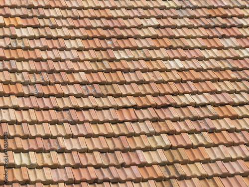 Roof of red shingles