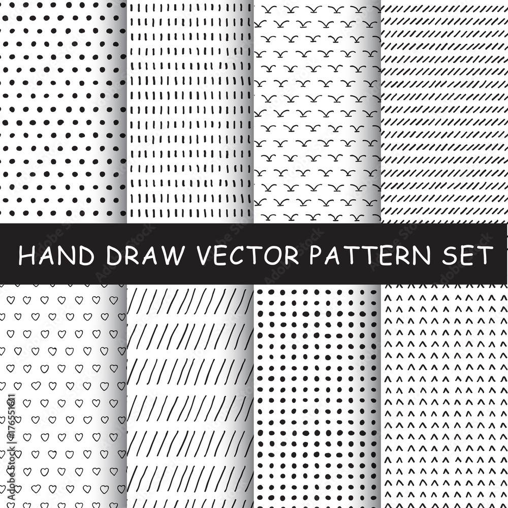 Hand drawing vector pattern set