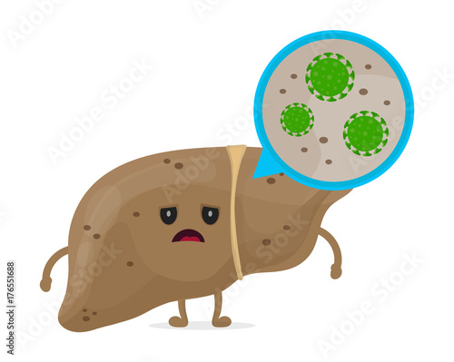 Sick unhealthy sad liver with hepatitis A