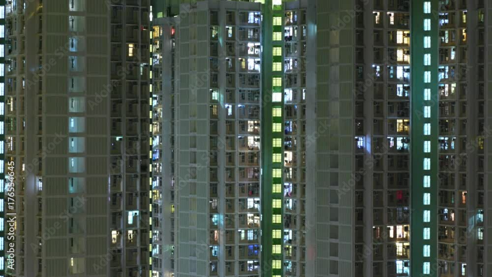 Timelapse of Hong Kong residential building at night Timelapse of Hong Kong residential building at night