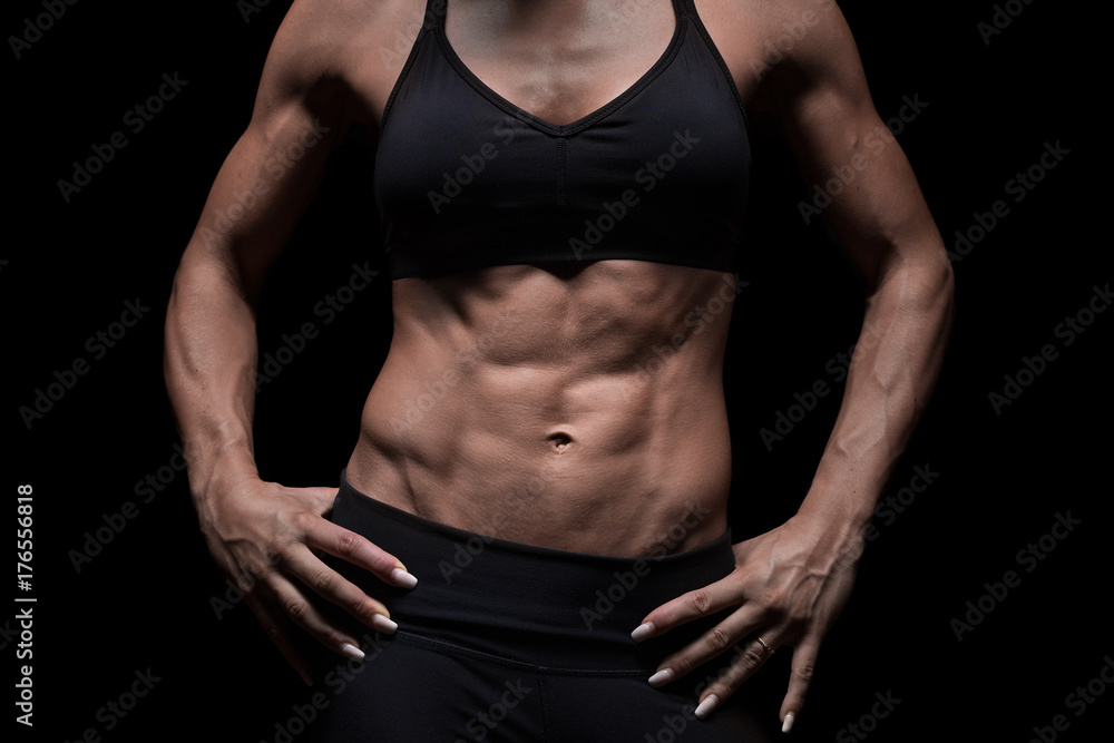 Fototapeta premium weiblicher trainierter Bauch / Torso, Lowkey