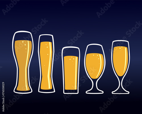 Glass glass filled with light beer, isolated on dark background, for the brewery logo or design of the beer party