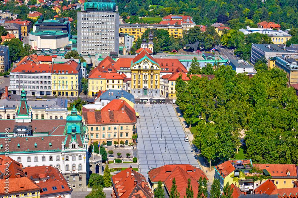 Aerial skyline of Ljubljana city