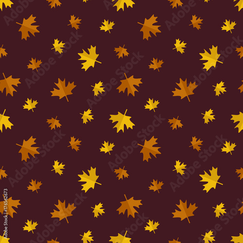 Autumn seamless pattern background with maple leaves.