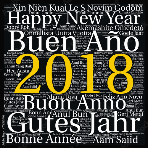 Words cloud concept of New Year in all languages of the world