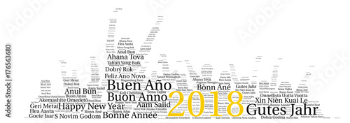 Words cloud concept of New Year in all languages of the world