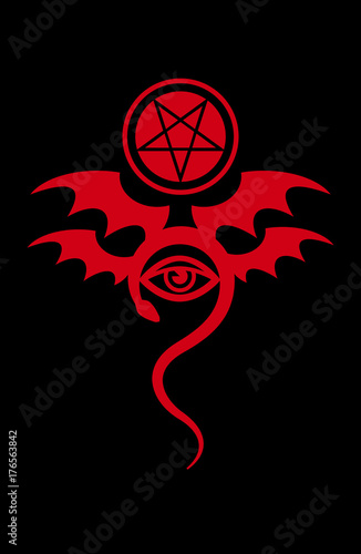 EVIL EYE (The Greater Malefic). Emblem of Witchcraft and Sign of Necromancy. Bloody Mystical Symbol.