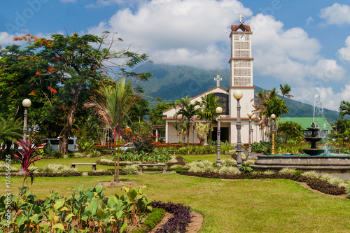 Parque Central square in La Fortuna village, Costa Rica photo
