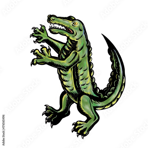 Crocodile Standing Up Tattoo