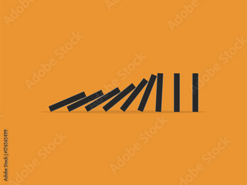 Falling dominoes. Flat design style. Vector