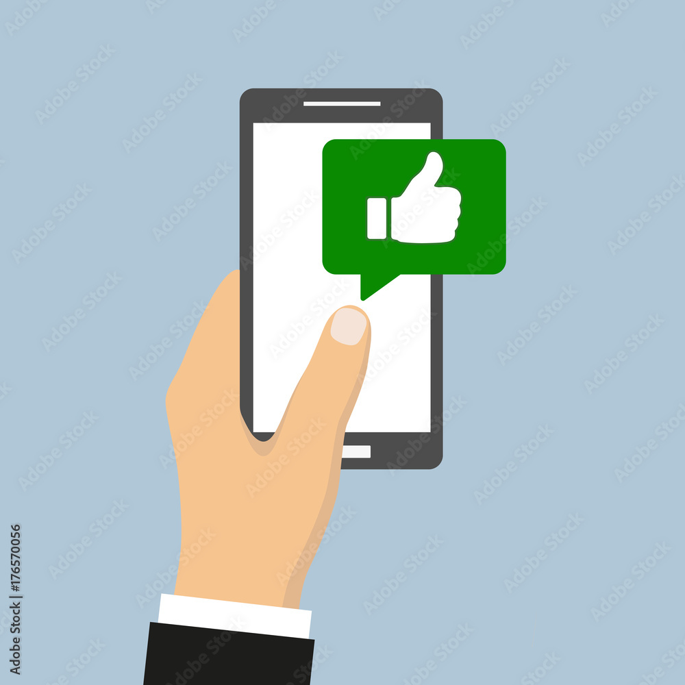 Hand holding smartphone with approve sign on the screen. Hand holding smartphone with approve sign on the screen.