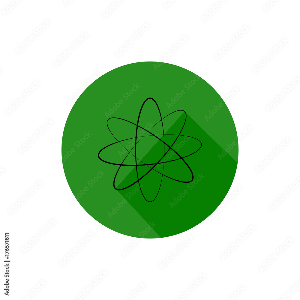Atom round icon long shadow vector Atom round icon long shadow vector